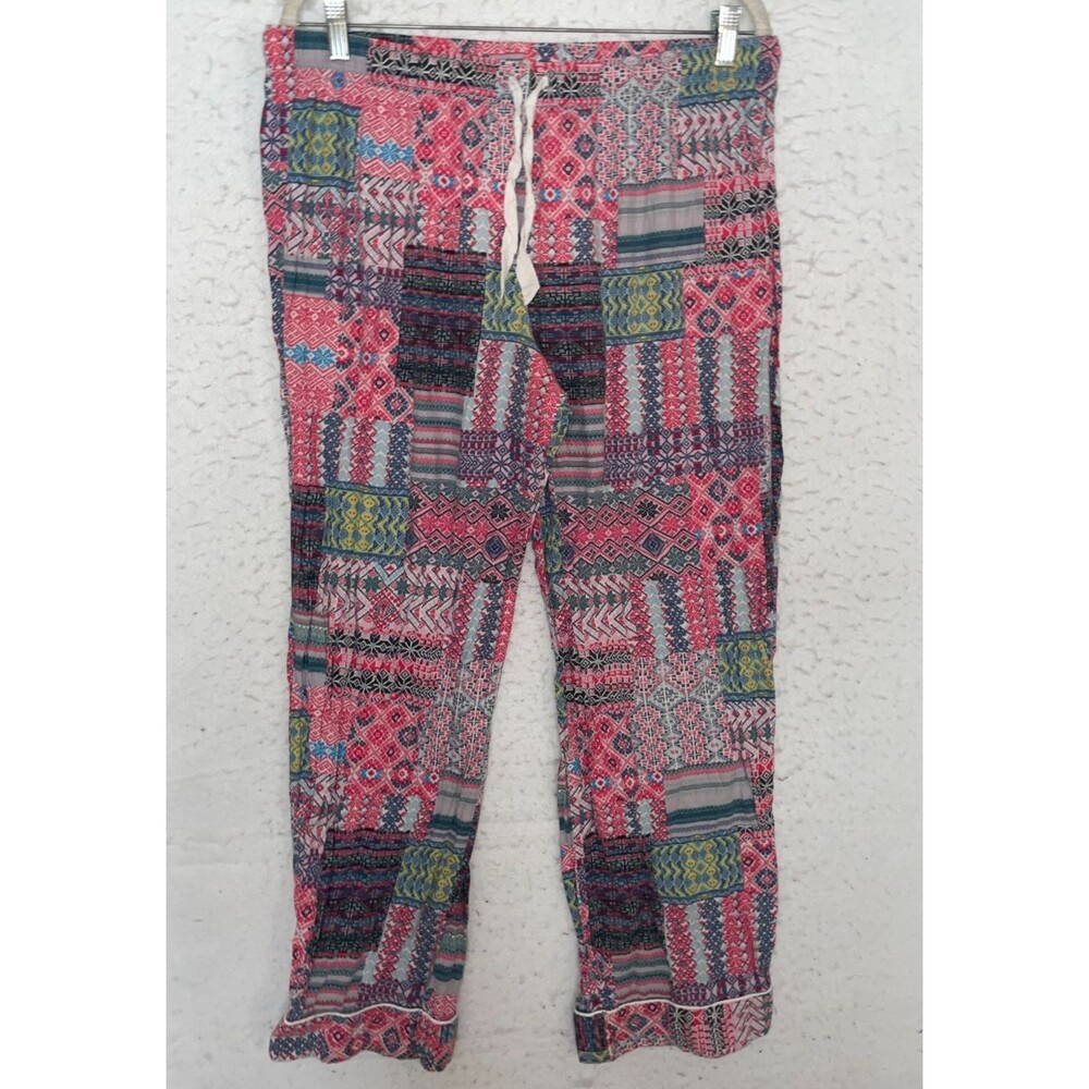 Victoria Secret Fair Isle Patchwork Sleep Flannel Pajama Pants Pink Size L Boho